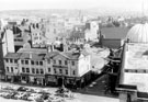 Nos 1-13, Tudor Way from roof of Central Library, premises include No 13, Adelphi Hotel, corner of Sycamore Street. Later the site of Crucible Theatre