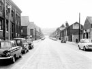 Valley Road from Chesterfield Road. The Empire Rib Co., umbrella rib manufacturers, right, Arthington Buildings and junctions of Arthington Street and Bradbury Street, left, Meersbrook Works in background, left