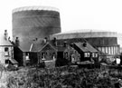 Rear of Nos. 11, surgery (extreme left), 9, 7 etc., Vauxhall Road, Low Wincobank with Grimesthorpe Gas Works in the backgound