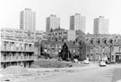 View: s20203 Pyebank Flats in the background with Rock Street (centre), Nos. 1, 3 etc. Rock Lane (centre right), Montfort Road with the cars and Verdon Street in the foreground