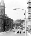 View: s20257 Waingate from junction with Castle Street. Court House (former Town Hall), left, Castle Market, right, Tennant Brothers Ltd., Exchange Brewery, in background