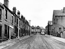 Warwick Street from Leamington Street, looking towards rear of Western Road School. Houses on right front Warwick Terrace