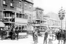 Sheffield tram outside the Falstaff Inn, on Effingham Street, Rotherham