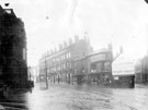 Bow Street from Leopold Street junction, Nos. 2 - 8 H. T. Lowe and Sons, pianoforte dealers and Times Buildings, centre. Pinfold Street, right