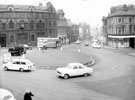 View: s20384 West Bar looking towards Gibraltar Street. Premises on left include West Bar Police and Fire Station and the former Britannia Theatre. Premises on right include Ellis Pearson and Co. (former The Gaiety Theatre) at the junction with Corporation Street