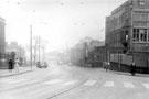 View: s20430 Western Bank from junction with Clarkson Street, looking towards Brook Hill. University of Sheffield, left, Warehouses belonging to J.G. Graves Ltd., 'Westville', right