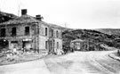 Ruins of Ashopton Inn, Sheffield to Glossop road, during the construction of Ladybower Reservoir