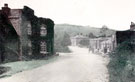 Ashopton village, Sheffield to Glossop road, demolished in the 1940's to make way for construction of Ladybower Reservoir. Toll Bar Cottage, foreground. Ashopton Inn in background