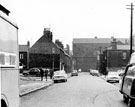Whitworth Lane from Swan Street looking towards Old Hall Road and Brown Bayley Steels Ltd., showing Attercliffe Police Station (right)
