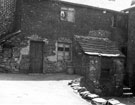 Nos. 3 (left) and 1 (right) Wood Fold just visible extreme right and back doorway of No. 175, Woodside Lane, No. 3 demolished January 1960