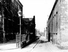 View: s20776 Zion Congregational Church (left), Zion Sabbath School used by F. Melling Ltd., Chapel Printing Works (right), Zion Lane looking towards Church Lane