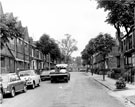Hawksley Road looking towards Hillsborough Park showing the junction with Cheadle Street (right) and S. Wilson and Son Ltd., agricultural implement engineers, 70, Owlerton Green