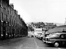 Hawley Street Flats (left) and bus depot (right), Hawley Street looking towards Broad lane and Garden Street (hill opposite) showing the Hallamshire Tyre and Motor Co. Ltd.