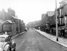 Heavygate Road, Crookes, near Fir Street junction. Nos. 200 - 212 left (including back to back houses and entrance to Court 6). Junction with Aldred Road, right