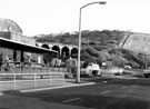 Joshua Tetley and Son Ltd., draught and bottled beer distributor, No. 900, Herries Road with The Five Arches Railway Viaduct in the background