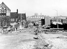 St. Ann's C. of E. Church and church hall (left) and Kenwood Motor Services Ltd., British Iron and Steel Research Association, training and laboratories (right), Hoyle Street from Bethel Street looking towards Woodside and Pyebank Flats in the bac