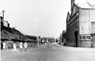 Park Iron Works (right) and Attercliffe Station (left), Leveson Street from the junction with Foley Street