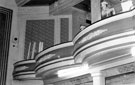 Balcony at former Abbeydale Picture House, Abbeydale Road. Designed by Dixon and Stienley. Opened 20 December 1920. Took over by the Star Group in the 1950s. Closed 5 July 1975. Bought by A. and F. Drake Ltd. and converted into office furniture showr