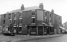 The Cross Guns public house, No. 122 Sharrow Lane at junction of Franklin Street. Court No. 27, Franklin Street, at rear of back to back houses on left.