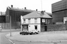 The Corner Pin public house, No. 235 Carlisle Street East from Lyons Street looking towards Firth Browns Co. Ltd., Atlas Works The Corner Pin public house, No. 235 Carlisle Street East from Lyons Street looking towards Firth Browns Co. Ltd., Atlas Works