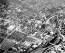 Aerial view of Neepsend showing Royal Infirmary, Infirmary Road, site of St Philips Church, Penistone Road, River Don, Neepsend Lane Regent Works, Rutland Works and Bacon Island