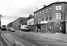 The Saddle public house, No. 88 West Street, after refurbishment. The old Saddle Inn, No. 94 and Nos. 100 - 104 former premises of Morton Scissors, scissors manufacturers, on left