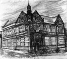 View: s22464 Sketch of Attercliffe Library, junction of Leeds Road and Beverley Street, drawn 1987 