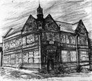 Sketch of Attercliffe Library, junction of Leeds Road and Beverley Street, drawn 1987 