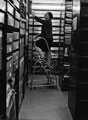 View: s22475 Miss Rosamund Meredith, archivist, in strong room 3, Central Library, Surrey Street