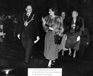 Princess Margaret and the Lord Mayor, Alderman William Ernest Yorke, arriving at the City Hall for the first performance of The Pageant of Production