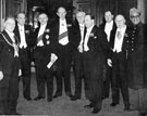 View: s22604 Cutlers Feast, Cutlers' Hall. Group include Lord Mayor, William Ernest Yorke, far left, Viscount Bruce of Melbourne, 2nd left and Lord Riverdale, 2nd right and the High Commisioner of Pakistan, right