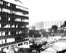View: s22653 View of Park Hill Flats taken from the College of Commerce and Technology. Pond Street Bus Station in foreground