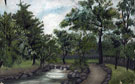 View: s22715 Oil painting of stepping stones, Endcliffe Park