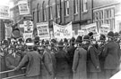 Striking miners demonstrating in Sheffield during summer 1984