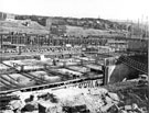 View: s22881 College of Commerce and Technology under construction, Pond Street looking towards Sheffield Midland railway station and South Street, Park Hill area about 1961/2
