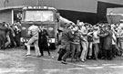 Pickets at British Steel Corporation's Templeborough works during the strike of 1980