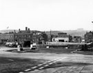 Construction of Furnival Square roundabout and underpass showing the former premises of Oakes, Turner and Co. Ltd., bullion dealers 