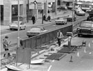 View: s23054 Arundel Gate looking towards The Hole in the Road - new barriers being erected in attempt to make pedestrians use the subways
