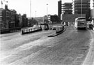 View: s23057 Furnival Square roundabout and underpass from the junction with Charles Street looking towards Furnival House and multi storey car park