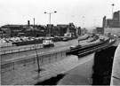 View: s23059 Arundel Gate and Furnival Square roundabout and underpass looking towards Furnival House and multi storey car park
