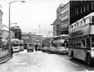 View: s23265 High Street looking towards Castle Square, on the first day of the buses only ruling