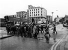 Pelican crossing at the top of Commercial Street looking towards High Street with the Marples Hotel in the background