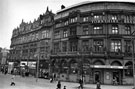 View: s23316 Carmel House and Yorkshire Bank Chambers also Nos. 55, Cornell Furs, furriers; 57, Willerby and Co. Ltd., tailors; 59, Bradleys Music; musical instruments; 61, Dr. Scholl Ltd., 63, Stag Ltd., menswear and Yorkshire Bank, Fargate