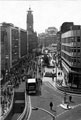View: s23317 Elevated view of Fargate from High Street looking towards Pinstone Street	showing the Subway Steps