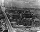 Elevated view of Winter Street Hospital from the junction with Winter Street and Dart Square with housing on Mushroom Lane and Summer Street (right)
