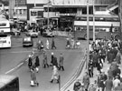 View: s23711 Elevated view of Haymarket looking towards Castle Market with a bus turning into Exchange Street