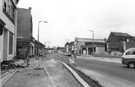 Pavement widening Brown Street from Paternoster Road showing Grinders Hill and the Untitled Gallery, the facade originally built 1916 for J.J. Saville, steel manufacturers left Pavement widening Brown Street from Paternoster Road showing Grinders Hill and the Untitled Gallery, the facade originally built 1916 for J.J. Saville, steel manufacturers left