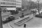 View: s23845 Elevated view of the entrances to subways; Automobile Association offices; Nos. 5, Williams and Glyn's Bank and The Cutlers Hall,  Church Street