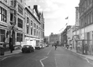 View: s23850 National Westminster Bank; Cairns Chambers: Lloyds Bank Chambers; the Gladstone Buildings (left) and the entrance to Orchard Square (right), Church Street looking towards High Street
