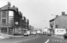 Thorite Pneumatics Ltd., compressed air specialists, Nos. 147; 149; 151 etc., and 146/8 Shakespeare Hotel (right), Gibraltar Street with the junctions of Furnace Hill (left) and Bower Spring (right)
